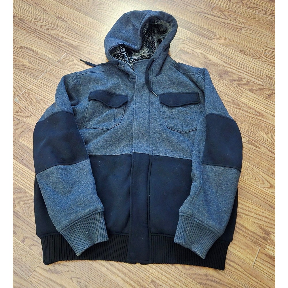 Mens Fox Racing Sasquatch Full Zip Sherpa Fur Lined Hoodie Jacket Size XL Black